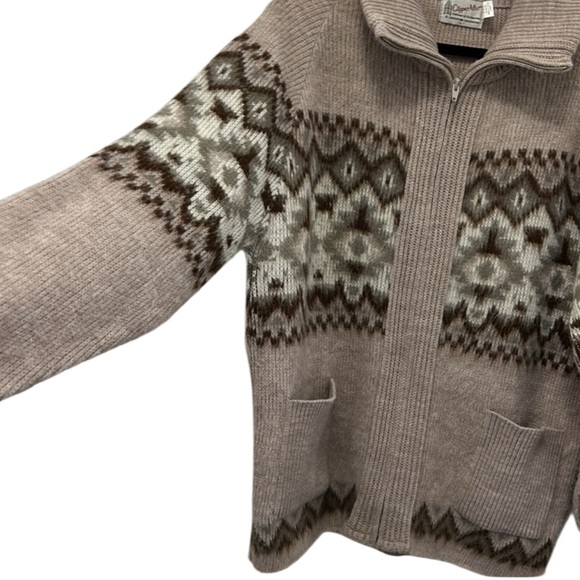 Vintage Clipper Mist Knit Sweater Men's Fair Isle Full Zip Grandpacore Winter L - Picture 7 of 11